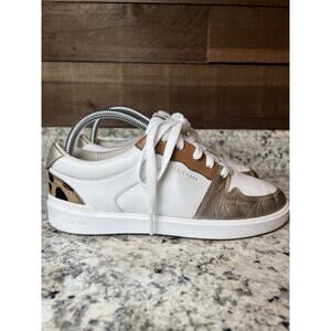 Cole Haan Women's Grand Crosscourt Sneaker, Sz 6.5 - Gold & Leopard Print